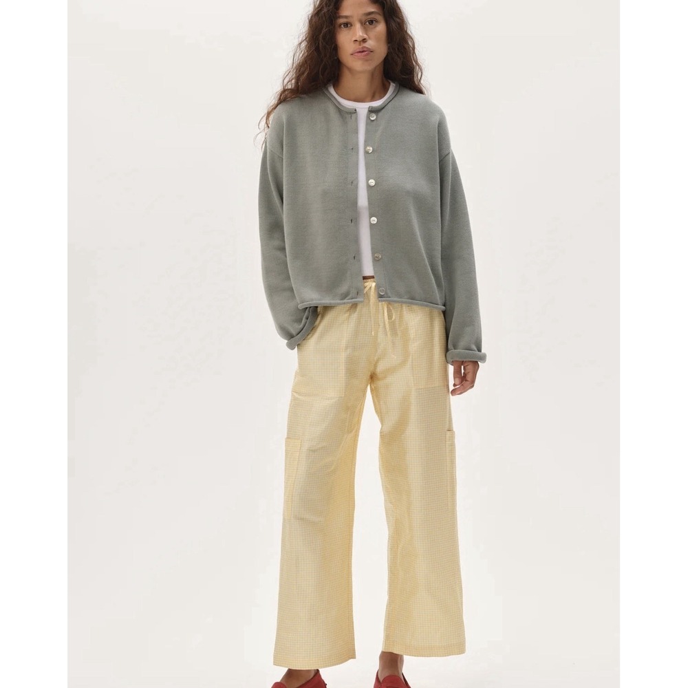 New DONNI. Silk Taffeta Cargo Pant Butter Gingham size Small